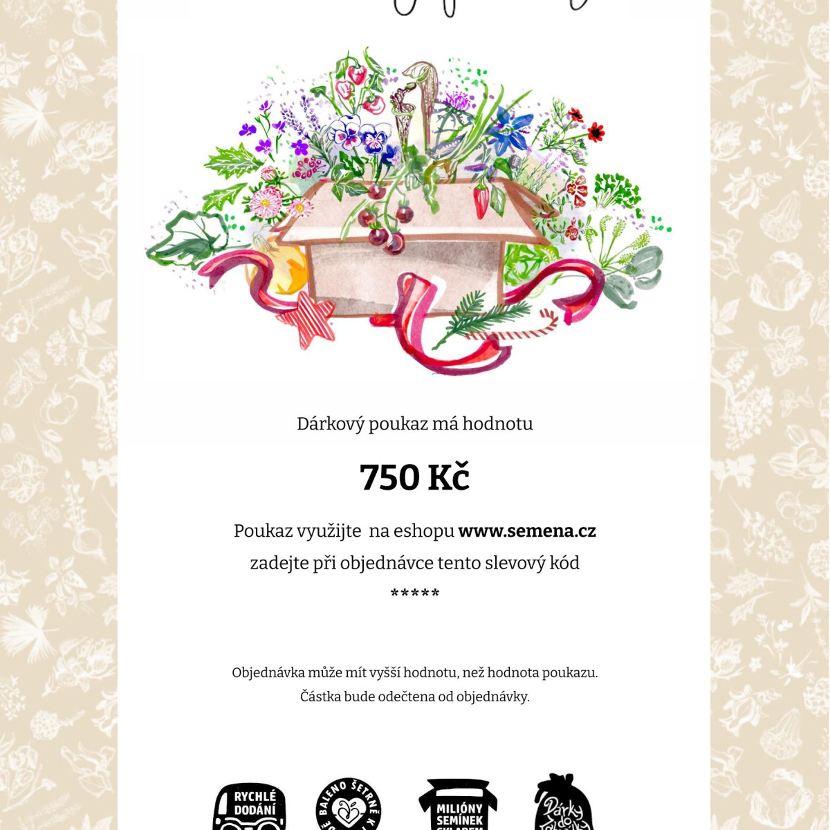 Voucher k Vánocům v hodnotě 750,- Kč