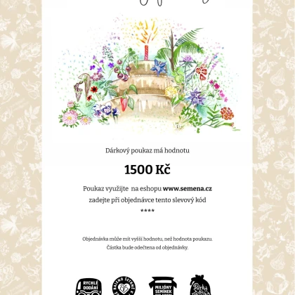 Voucher k narozeninám v hodnotě 1500,- Kč