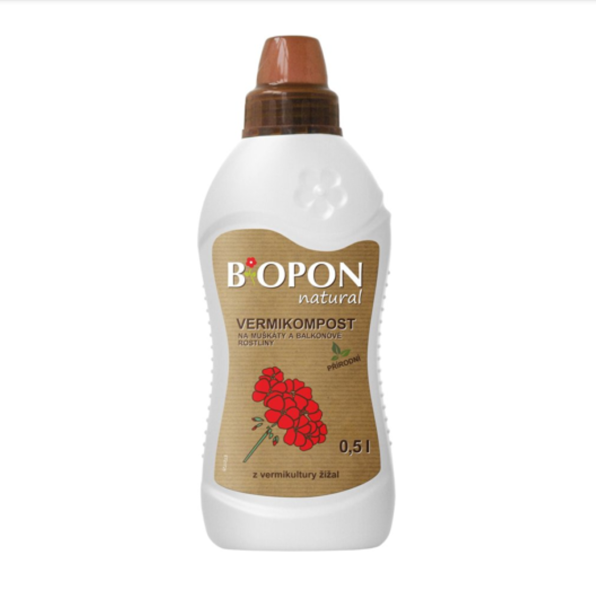 Vermikompost - Muškáty a balkónové rostliny - BoPon - hnojivo - 500 ml