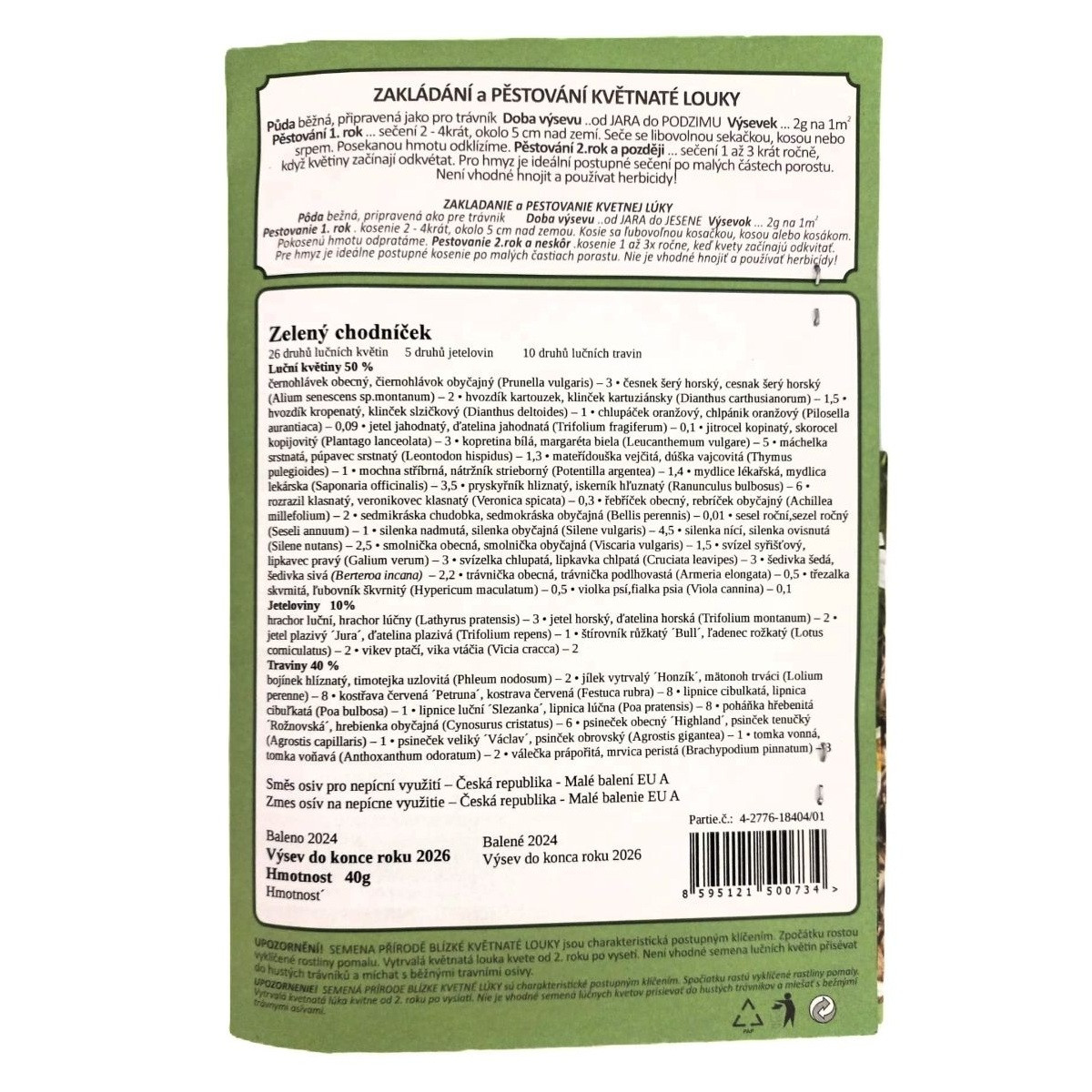 Zelený chodníček - semena Planta Naturalis - směs - 40 g