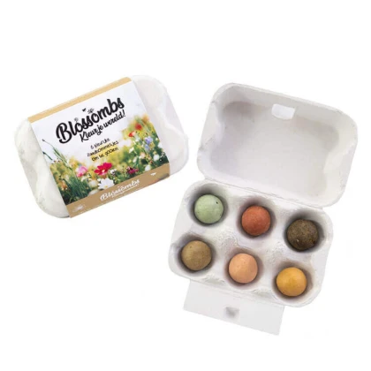 Semínkové bomby - dárkový box na vajíčka - Blossombs - 6 kuliček - 1 balení