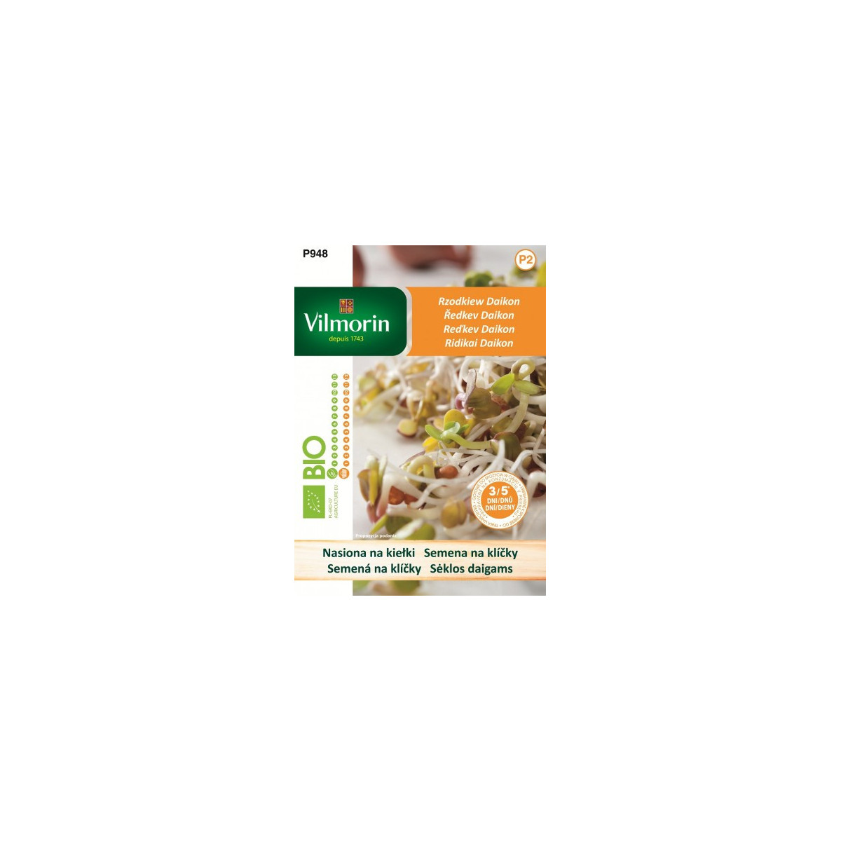 Bio ředkev - Daikon - bio semena na klíčky - 10 g